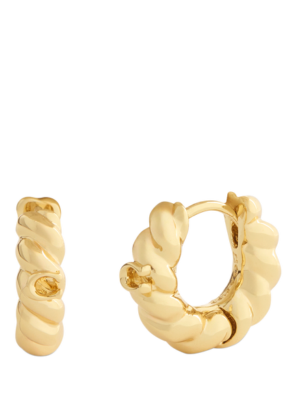 Coach Twist Huggie Hoop Earrings, Gold, Gold