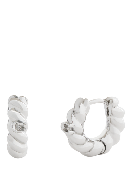 Coach Twist Huggie Hoop Earrings, Rhodium, Rhodium