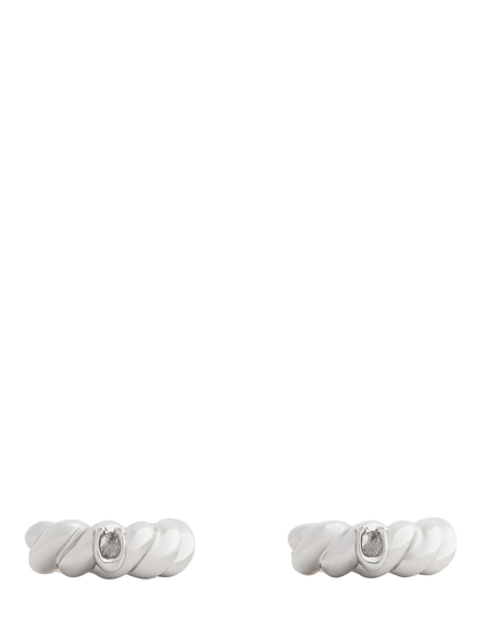 Coach Twist Huggie Hoop Earrings, Rhodium - view 2, Rhodium