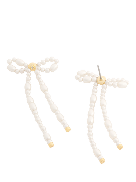 Coach Bow Drop Earrings, Pearl - view 2, Pearl