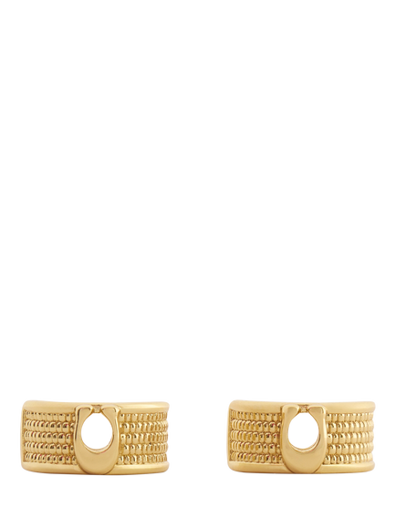 Coach Textured C Huggie Hoop Earrings, Gold - view 2, Gold