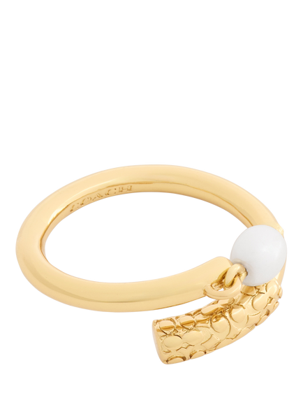 Coach Sculpted C Drop Ring, Pearl, O, Pearl