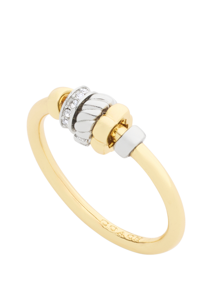 Coach Rondelle Charm Ring, Two Tone, O - view 2, Two Tone