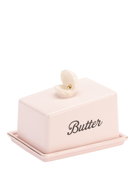 Yvonne Ellen Shell Stoneware Butter Dish, Pink, Pink