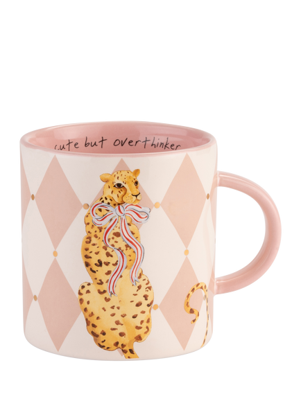 Yvonne Ellen Cheetah Diamond Fine China Mug, 370ml, Pink, Multi