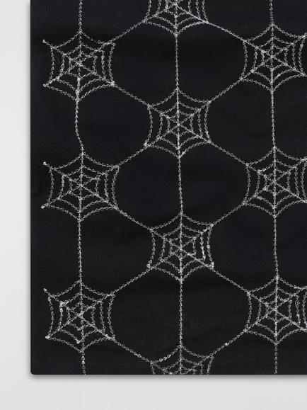 John Lewis Halloween Spider Web Cotton Table Runner, 250cm, Black/Silver - view 2, Black/Silver