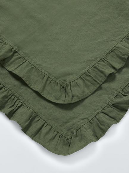John Lewis Ruffle Linen Cotton Napkins, Set of 2, Green - view 2, Green