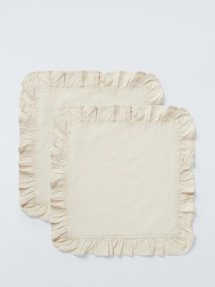 John Lewis Ruffle Linen Cotton Napkins, Set of 2, Natural, Natural