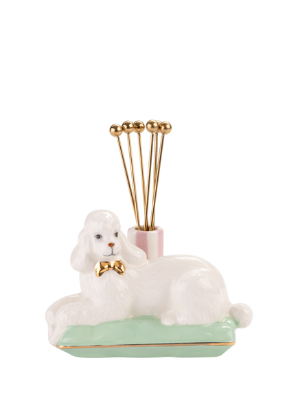 Yvonne Ellen Poodle Cocktail Stick Holder, White, White