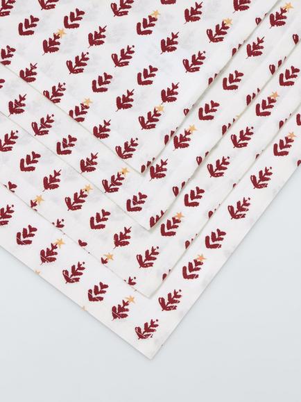 John Lewis Christmas Tree Block Print Cotton Napkins, Set of 4, White/Berry Red - view 2, White/Berry Red