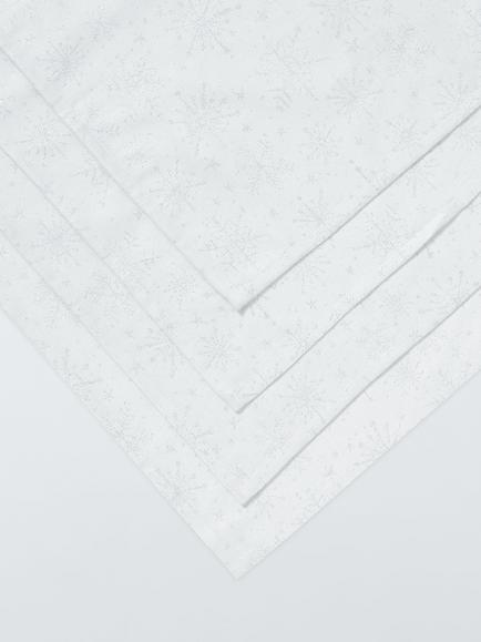 John Lewis Snowflake Woven Jacquard Cotton Napkins, Set of 4, Silver - view 2, Silver