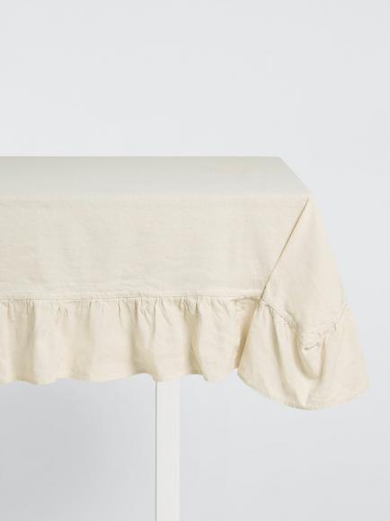 John Lewis Ruffle Linen Cotton Tablecloth,160 x 250cm, Natural, Natural