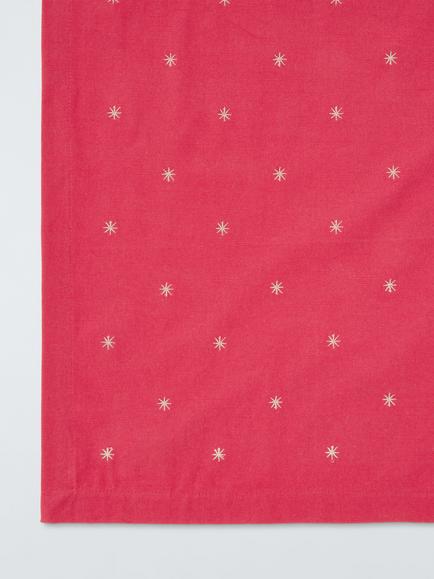 John Lewis Embroidered Scatter Star Cotton Table Runner, Red/Gold - view 2, Red/Gold