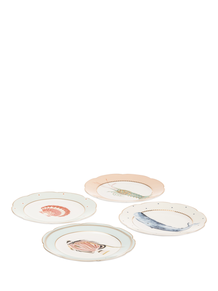 Yvonne Ellen Under The Sea Bone China Cake Plates, Set of 4, Multi