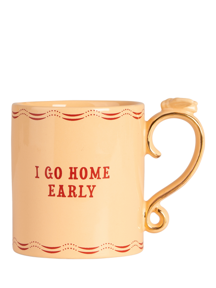Yvonne Ellen Bee Handle 'I Go Home Early' Stoneware Mug, 275ml, Orange, Orange