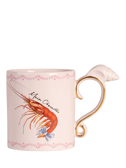 Yvonne Ellen Shrimpy Handle Stoneware Mug, 275ml, Pink, White