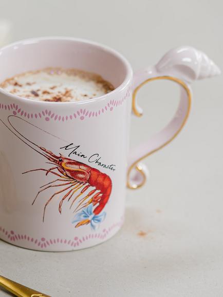 Yvonne Ellen Shrimpy Handle Stoneware Mug, 275ml, Pink - view 2, White