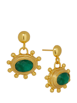 Ottoman Hands Zand Drop Earrings, Gold/Emerald
