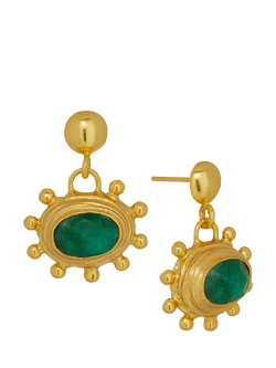Ottoman Hands Zand Drop Earrings, Gold/Emerald - view 2, Gold/Emerald