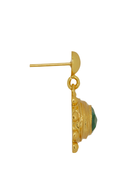 Ottoman Hands Zand Drop Earrings, Gold/Emerald - view 2, Gold/Emerald
