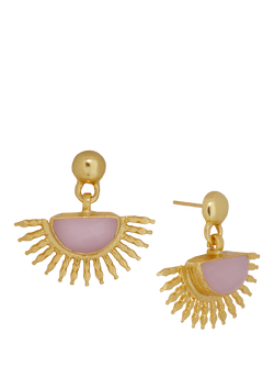 Ottoman Hands Sunrise Rose Quartz Earrings, Gold, Gold