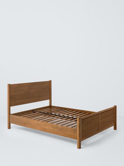 John Lewis Louvre Bed Frame, FSC-Certified (Mango Wood) Double, Dark Stain, Stained Mango Wood