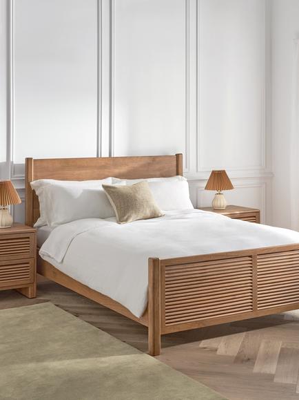 John Lewis Louvered Bed Frame, FSC-Certified (Mango Wood), King Size, Stained Mango Wood - view 2, Stained Mango Wood