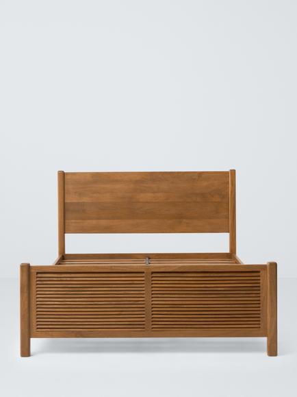 John Lewis Louvre Bed Frame, FSC-Certified (Mango Wood) Super King Size, Dark Stain - view 2, Stained Mango Wood