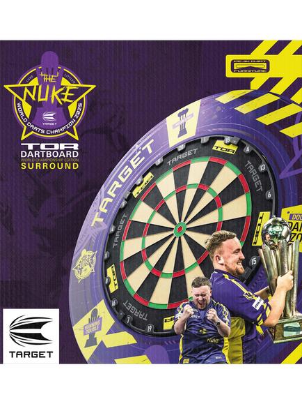 Target Darts World Champion Edition TOR Dartboard & Surround Bundle, Black/Purple - view 2, Black/Purple