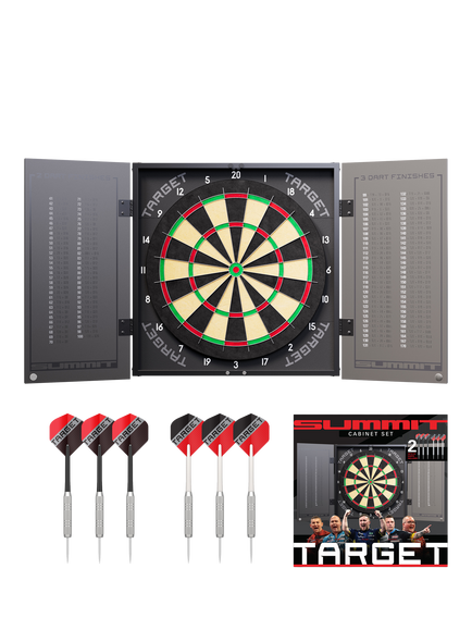 Target Darts Summit Cabinet & Dartboard Set, Black, Black
