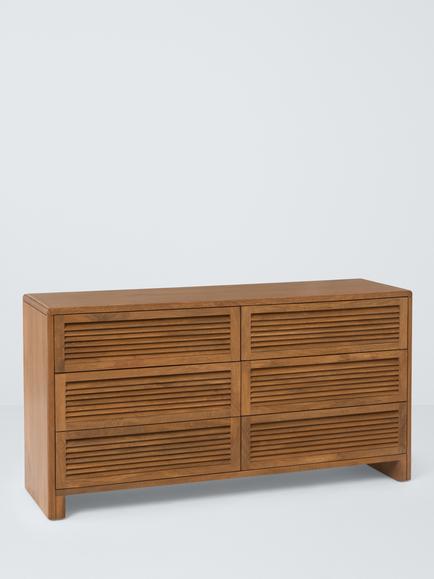 John Lewis Louvered 6 Drawer Chest, FSC-Certified (Mango Wood), King Size, Stained Mango Wood, Stained Mango Wood