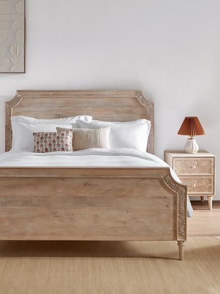 John Lewis Hidcote Floral Bed Frame, FSC-Certified (Mango Wood), King Size, Light Stain Mango - view 2, Light Stain Mango