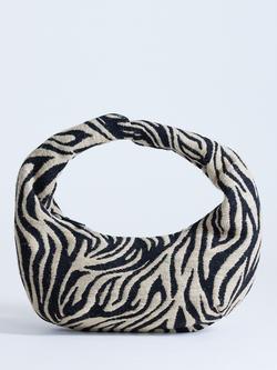 Topshop Giane Zebra Textured Hobo Bag, Black/White, Black/White