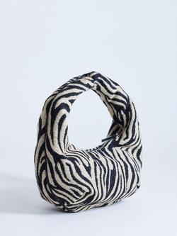 Topshop Giane Zebra Textured Hobo Bag, Black/White - view 2, Black/White