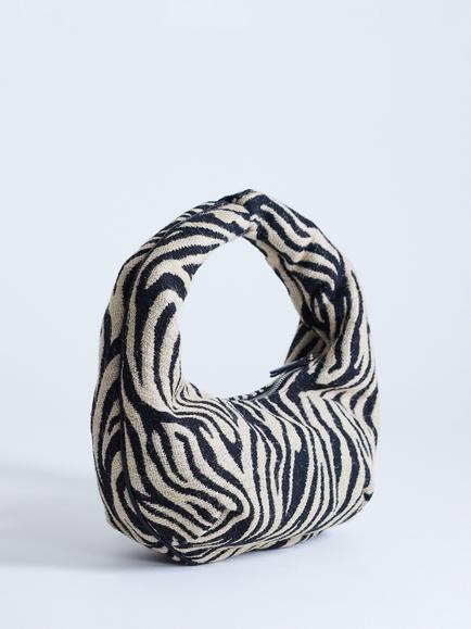 Topshop Giane Zebra Textured Hobo Bag, Black/White - view 2, Black/White