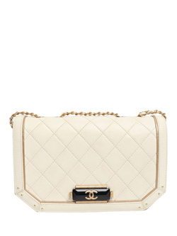 Pre-loved CHANEL 2017 Lambskin Shoulder Bag, Cream, Cream