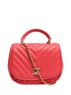 Pre-loved CHANEL 2017 Chevron V-Stitch Lambskin Gold Hardware Shoulder Bag, Pink, Pink