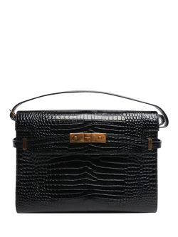 Pre-loved SAINT LAURENT Medium Croc-Embossed Manhattan Shoulder Bag, Black, Black