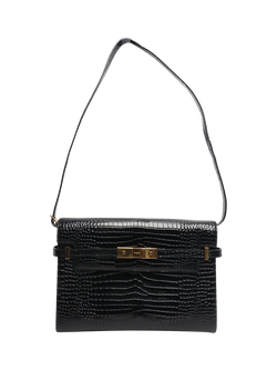 Pre-loved SAINT LAURENT Medium Croc-Embossed Manhattan Shoulder Bag, Black - view 2, Black