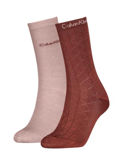 Calvin Klein Dropneedle Crew Socks, Pack of 2, Rust Red, Rust Red