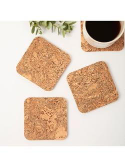 LIGA Cork Square Coasters, Set of 4, Natural - view 2, Natural