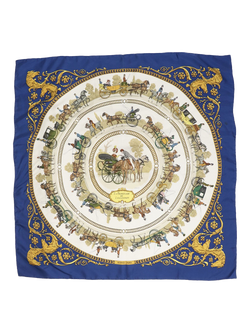 Pre-loved Hermès Silk Scarf, Blue, Blue