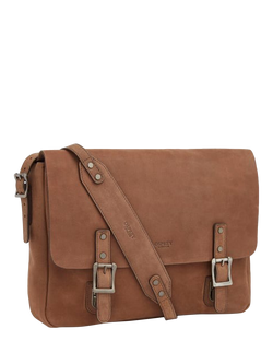 OSPREY LONDON Large Clayton Leather Satchel Bag, Chocolate - view 2, Chocolate