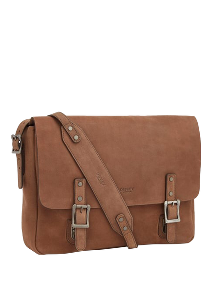 OSPREY LONDON Large Clayton Leather Satchel Bag, Chocolate - view 2, Chocolate