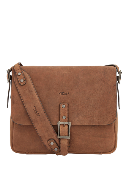 OSPREY LONDON Clayton Leather Messenger Bag, Chocolate, Chocolate