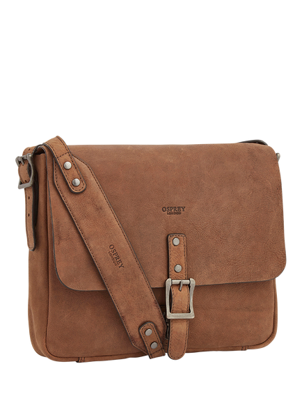OSPREY LONDON Clayton Leather Messenger Bag, Chocolate - view 2, Chocolate