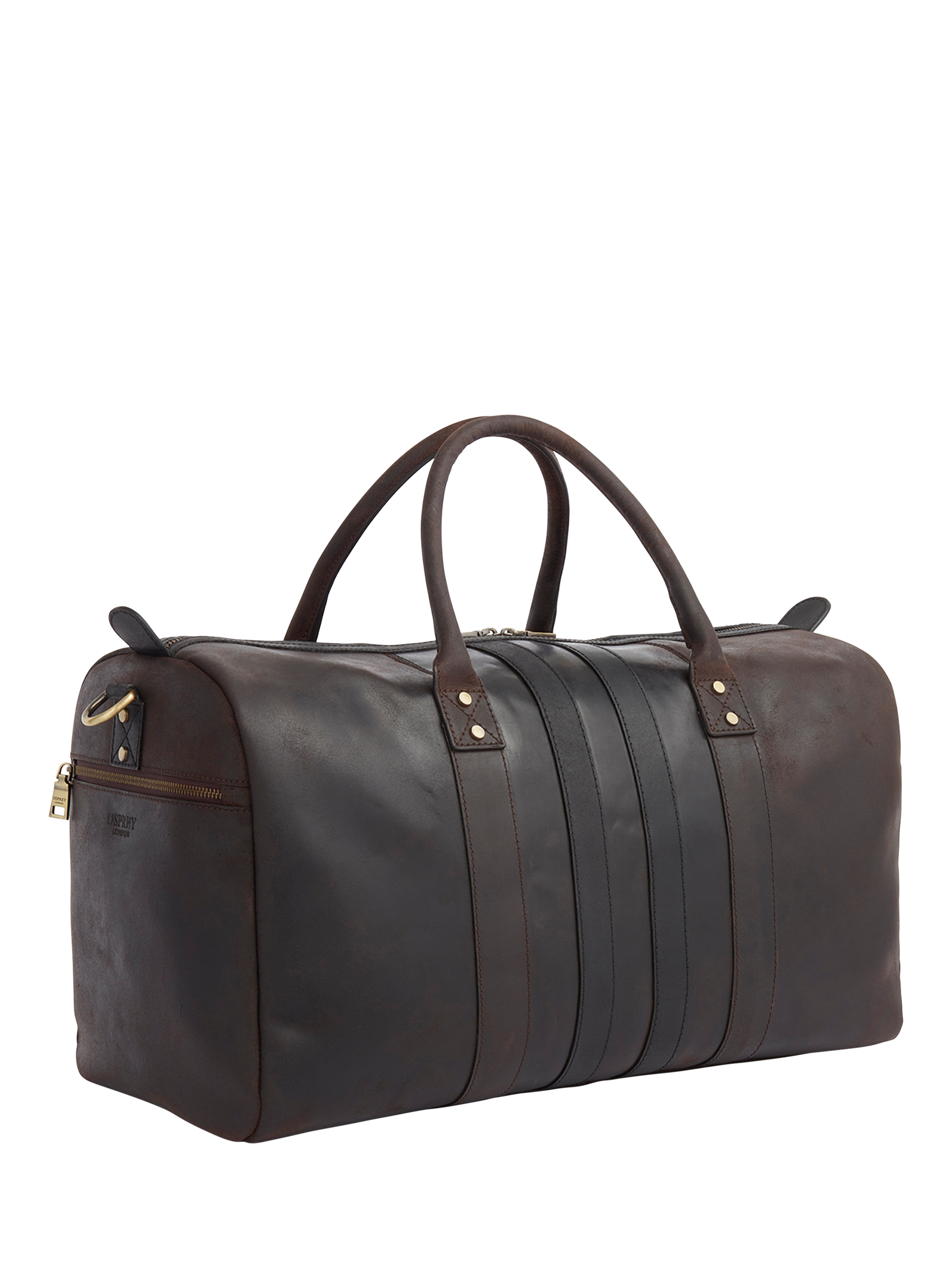 OSPREY LONDON Jenson Twin Handle Holdall Bag, Chocolate & Black