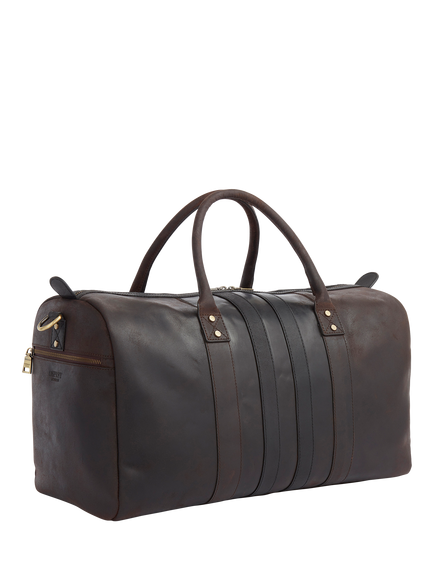 OSPREY LONDON Jenson Twin Handle Holdall Bag, Chocolate & Black - view 2, Chocolate & Black