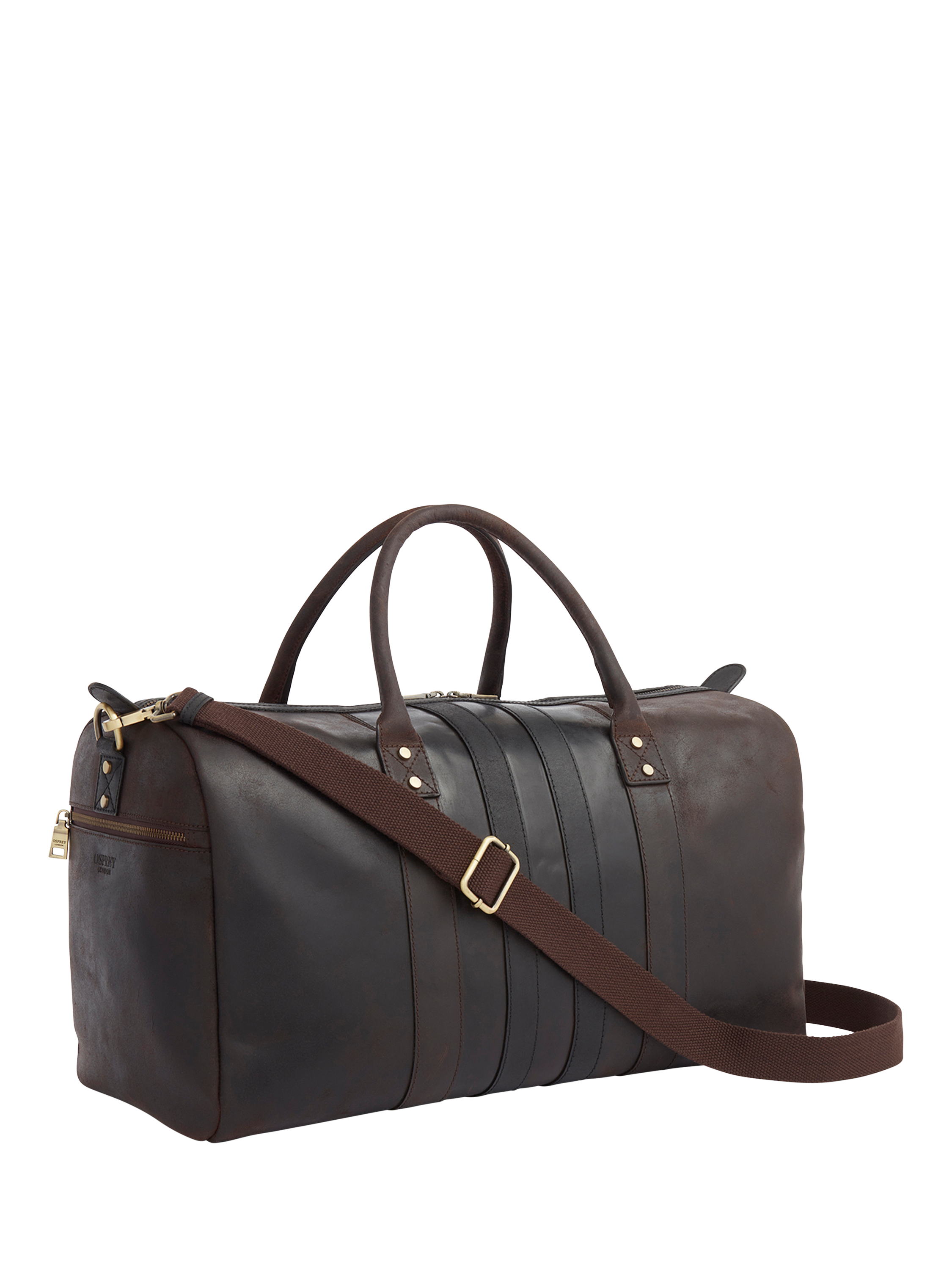 OSPREY LONDON Jenson Twin Handle Holdall Bag, Chocolate & Black