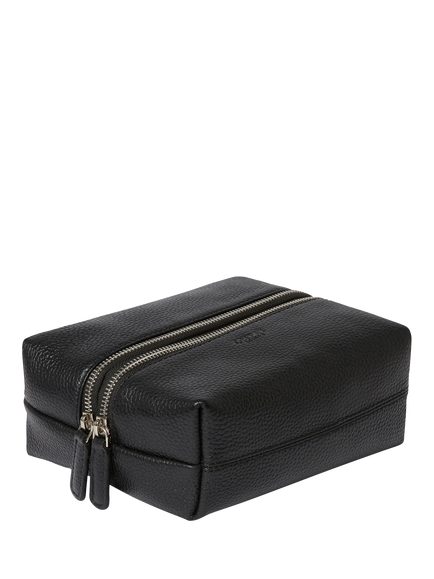 OSPREY LONDON Double Zip Small Wash Bag, Black - view 2, Black